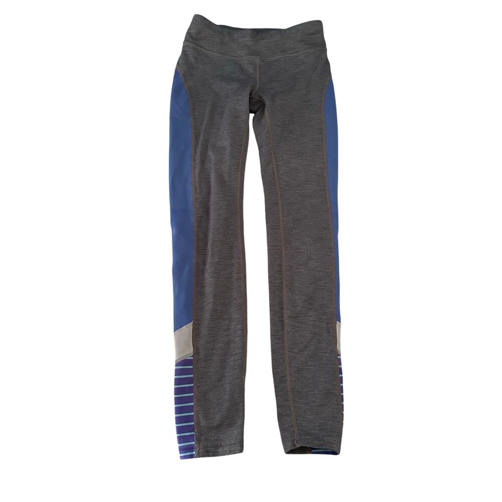 Athleta Leggings - Gray with Blue Stripe - Size Medium